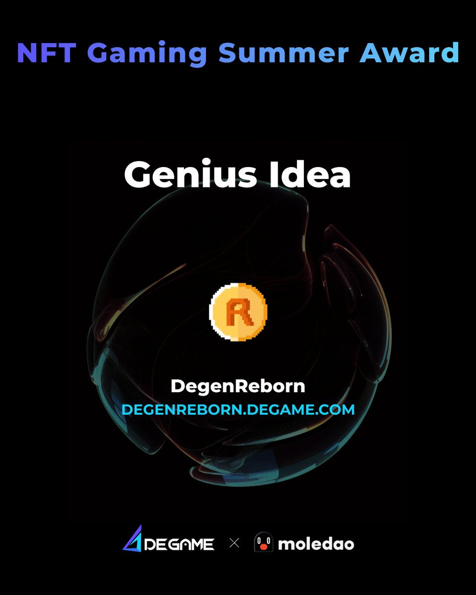 Real recognize real.✅🏆

Thank you <a href="/degame_l2y/">DeGame</a> <a href="/moledao_io/">moledao</a> for this honor.

#NFTGamingSummer