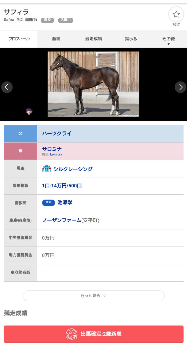 sabanomisonicom's tweet photo. 今週のPOG
サリオスの全妹サフィラ、net競馬で指名です
馬体的にはマイルまでやろけど兄はダービー2着、半姉は有馬2着
対戦よろしくお願いします
 #ウマ娘では無い話
 #POG2023 https://t.co/kEqCMTdXeh