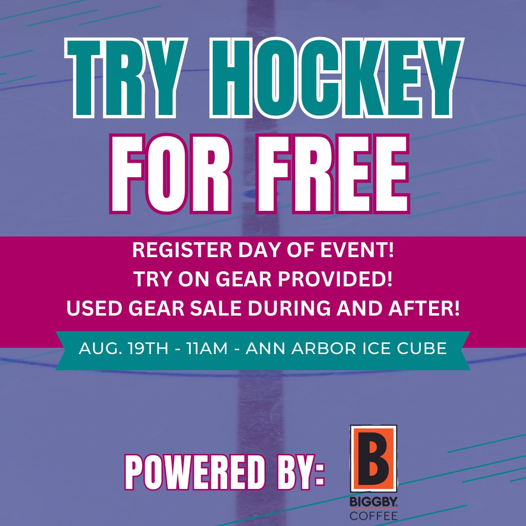 BiggbyIceA2's tweet photo. @BiggbyCoffeeAAA   is hosting the first Try Hockey For FREE event of the season in just over two weeks!
Come out to the Cube on August 19th and you can try hockey for FREE with gear provided! https://t.co/DduHtBerJL