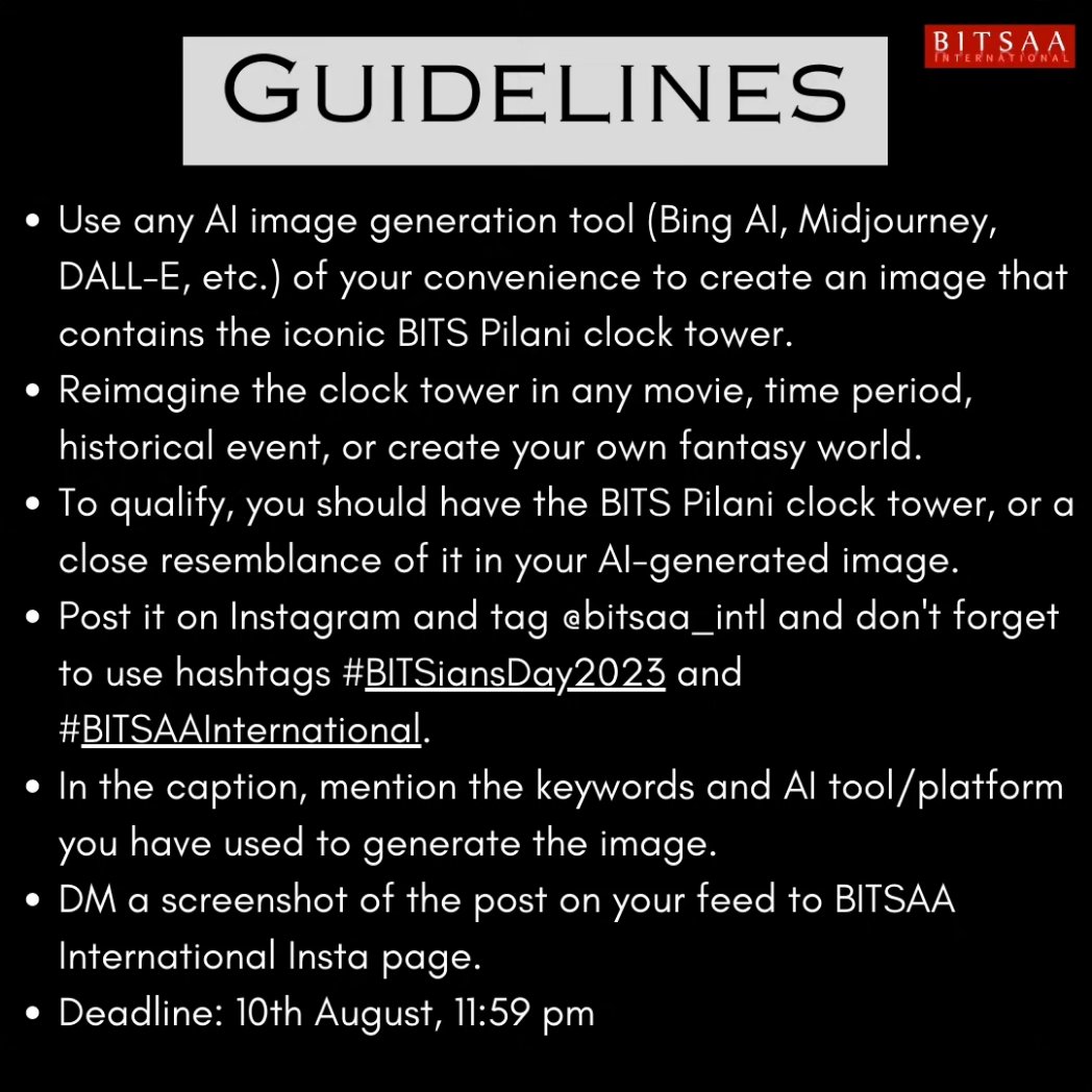 BITSAA's tweet photo. The coolest competition of BITSians' Day is here. Show us your coolest ideas and win gift vouchers. For more details swipe left, Happy BITSians' Day

 #BITSiansDay #bitsalumni #bits
#bitspilani https://t.co/MdvOIsPo9A