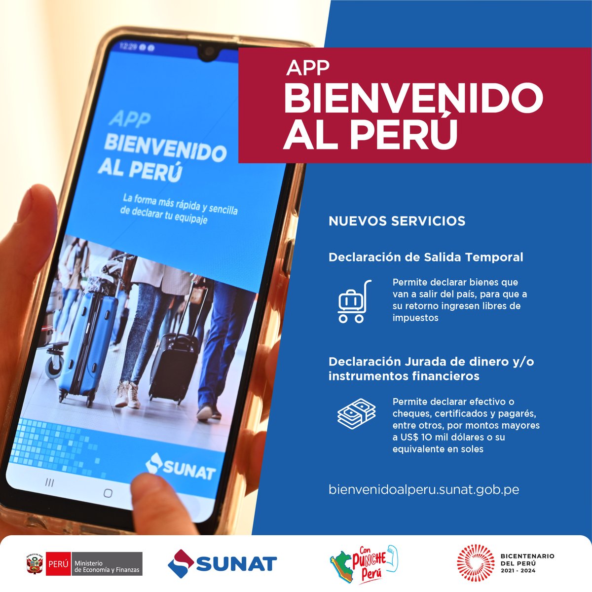 SUNATOficial's tweet photo. 🛃 #TipAduanero | Si #viajas al extranjero con tu laptop 💻 y piensas compra otra, ¡toma nota!
Declara su salida temporal desde tu 📲 con la app #BienvenidoAlPerú 🇵🇪, conoce sus nuevos servicios.
Visita 🔎 https://t.co/lSXlSM7E6D https://t.co/Hrn82hja5b