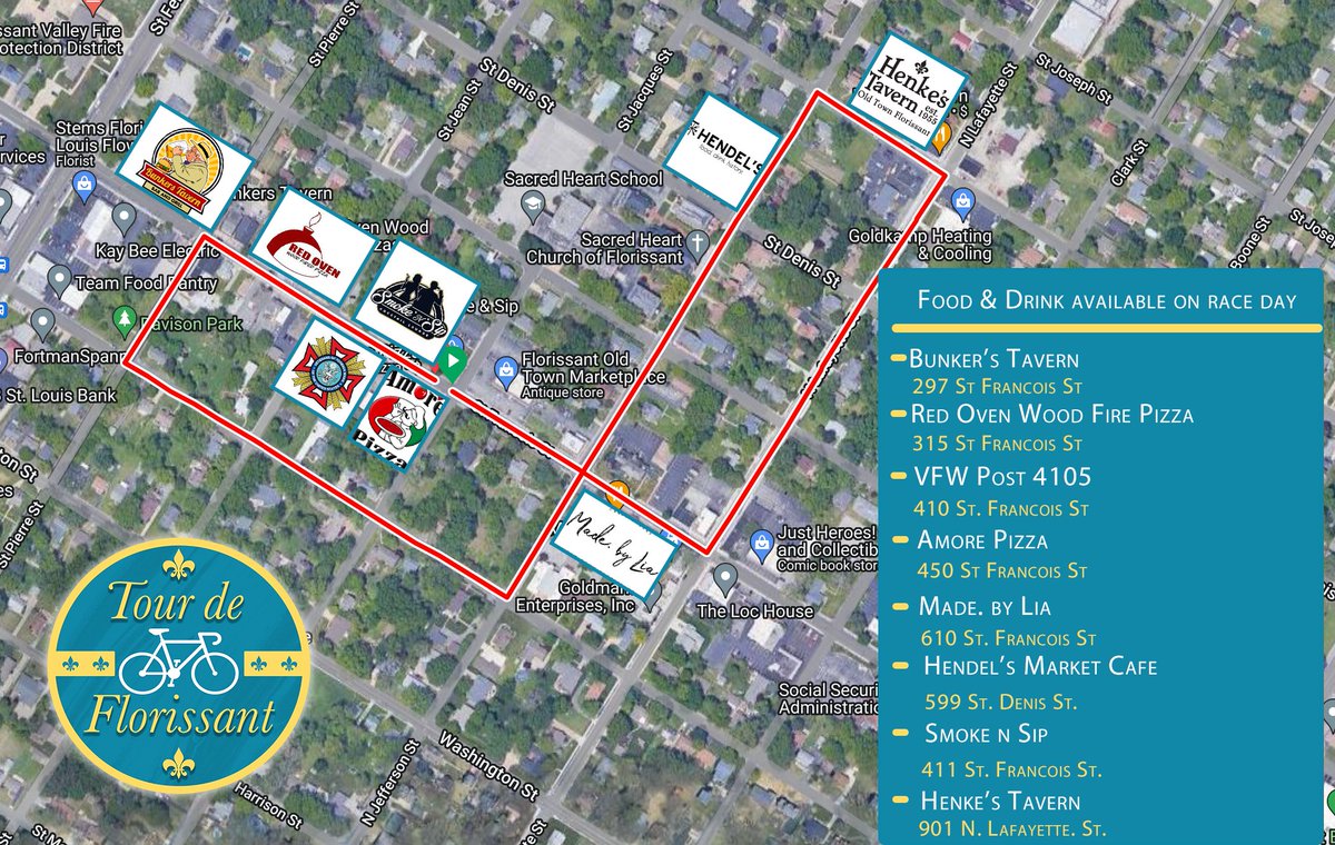 FlorissantCity's tweet photo. When you’re out watching the bike races tomorrow make sure to move around to get different vantage points, and stop by the different businesses on the route who have food and drink.

There are several options on the route to get a coffee, drink, or bite to eat. #TourDeFlorissant https://t.co/KU3L5FdNRF