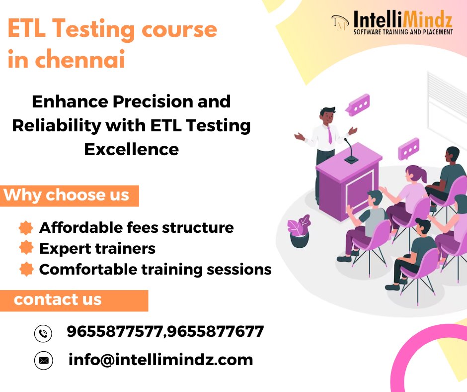 vaidegi050's tweet image. Enhance Your Expertise with Advanced ETL Testing Techniques.
🌐 bit.ly/3K03jUT
📞 9655877577,9655877677
#intellimindz #ETLtesting #onlinecourses