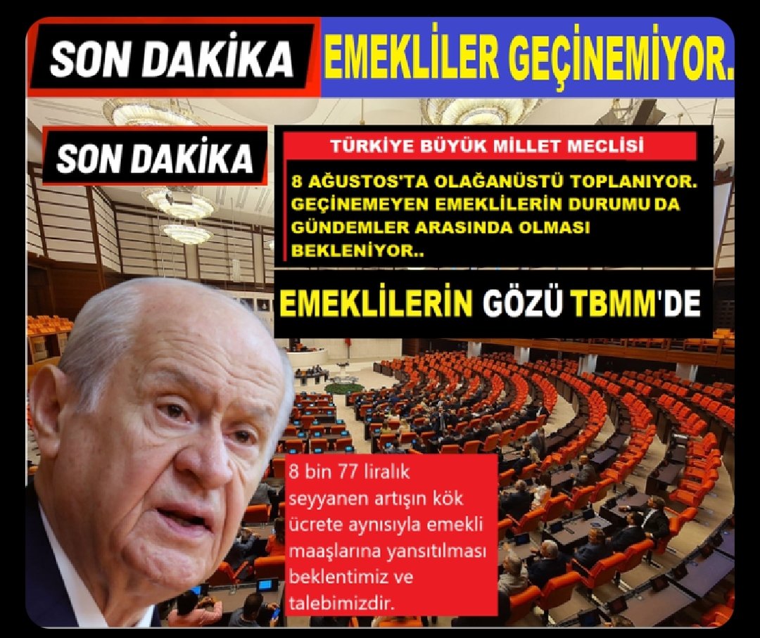 Emekliler GEÇİNEMİYOR❗
7500 TL ile nasıl geçinelim ⁉️
<a href="/MHP_Bilgi/">MHP</a>
<a href="/dbdevletbahceli/">Devlet Bahçeli</a> <a href="/avabdullahguler/">Abdullah Güler</a> <a href="/RTErdogan/">Recep Tayyip Erdoğan</a> <a href="/isikhanvedat/">Prof. Dr. Vedat Işıkhan</a> <a href="/memetsimsek/">Mehmet Simsek</a> <a href="/_cevdetyilmaz/">Cevdet Yılmaz</a> <a href="/tcbestepe/">T.C. Cumhurbaşkanlığı</a> <a href="/Akparti/">AK Parti</a> <a href="/diskinsesi/">DİSK</a> <a href="/kilicdarogluk/">Kemal Kılıçdaroğlu</a> <a href="/herkesicinCHP/">CHP 🇹🇷</a> <a href="/meral_aksener/">Meral Akşener</a> <a href="/iyiparti/">İYİ Parti</a> <a href="/T_Karamollaoglu/">Temel Karamollaoğlu</a> <a href="/erkbas/">Erkan BAŞ</a> <a href="/rprefahpartisi/">Yeniden Refah Partisi</a>