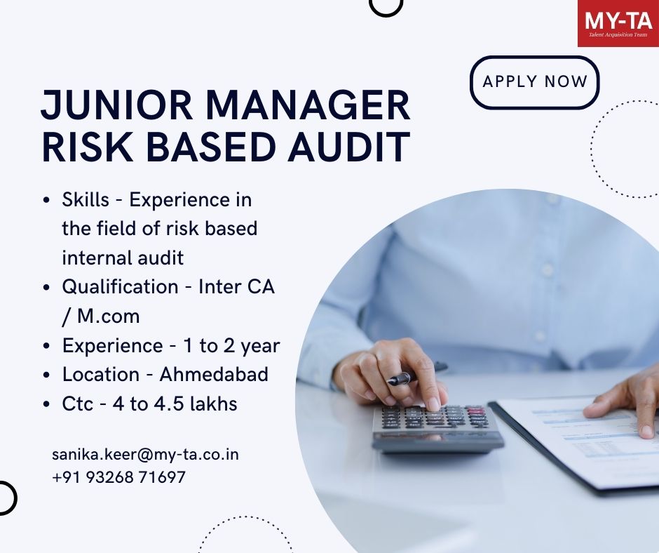 MyTalentsupport's tweet photo. Hiring Junior Manager Risk Based Audit in Ahmedabad 
Apply Now
Send your CV on :
sanika.keer@my-ta.co.in
#jobalert #recruitment #field #fieldcollection #hiringalert #hiringnow #jobshunt #jobopening #job #jobseek #jobsearch #digitalmarketing #applynow #recruitment #ahmedabad https://t.co/TUO7f2kSog