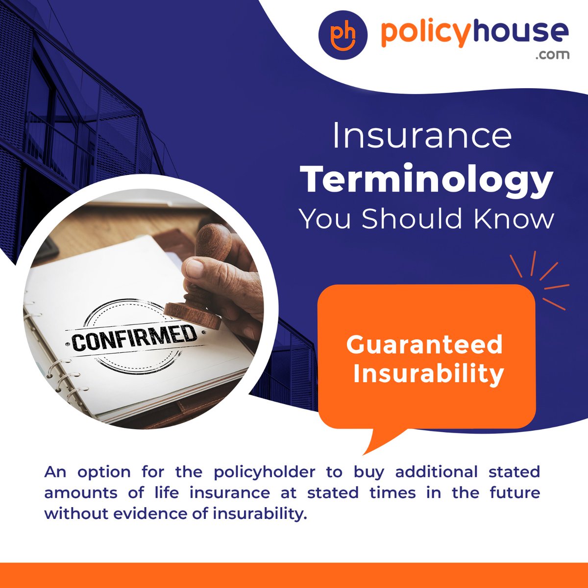 policyhouseuae's tweet photo. It’s vital to have knowledge about the key insurance terms. 
Today, let's tackle 'Guaranteed Insurability'!

For purchases, renewals, and inquiries of insurance policies,
📱 WhatsApp -971 52 633 2935
☎️ Call -040 6016 905
Visit https://t.co/jVc6WHfBDx now!

#didyouknow #terms https://t.co/LdNg4Juu3i