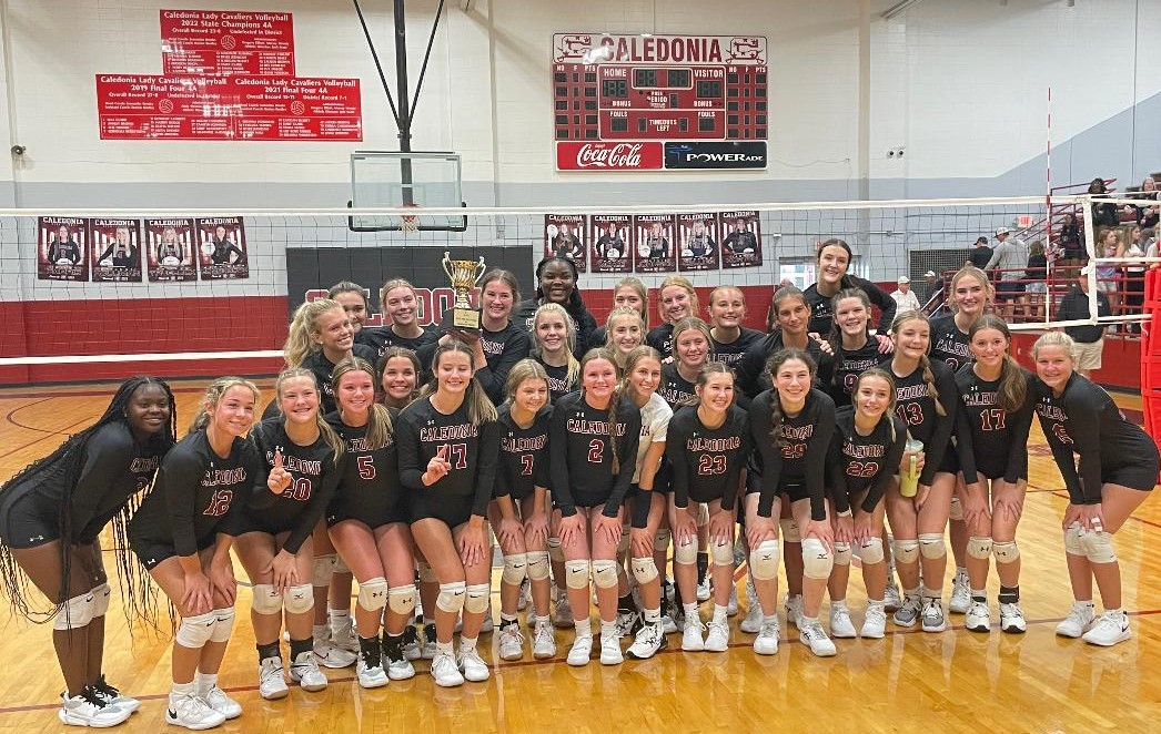 The Caledonia High School volleyball team retained bragging rights over the CHS baseball team Thursday night by sweeping the junior varsity and varsity matches for a 2-0 victory.