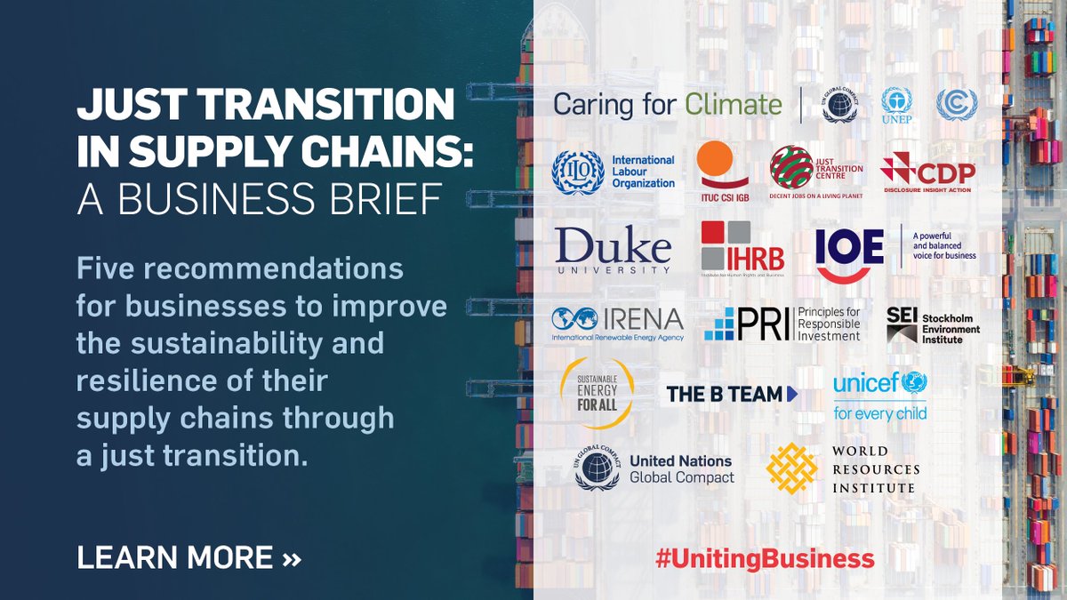 🤝 Ensuring a #JustTransition necessitates collaboration between Governments and businesses. By fostering enabling environments and regulatory frameworks, Governments can help drive transformative change across global #SupplyChains. Learn more: 👉 unglobalcompact.org/library/6145