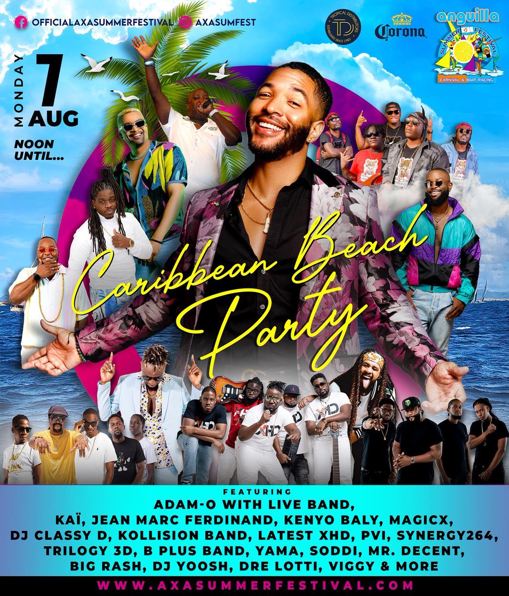 KeyParadiseWI's tweet photo. Anguilla Summer Festival is bringing you the best of the best at the Caribbean Beach Party!From midday until we’re ready to go home, enjoy the ultimate beach party experience with amazing music, delicious food and friendly faces All set on one of Anguilla's most stunning beaches! https://t.co/GhBXpFTtGB