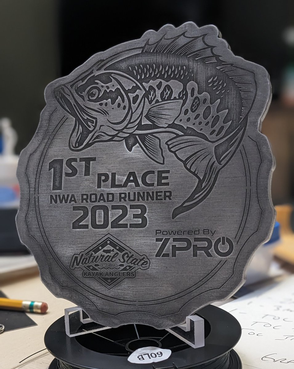 DwainBateyKayak's tweet photo. Finally got my trophy π for my win from the last event. I have to say that even though I designed the trophy and maybe I'm biased, this is pretty damn cool. #bassfishing #kayakfishing #teamketch #bombsquad #trokarhooks #hobiekayak #eagleclaw #missilebaits #fishing https://t.co/V3oYxYhm8Y