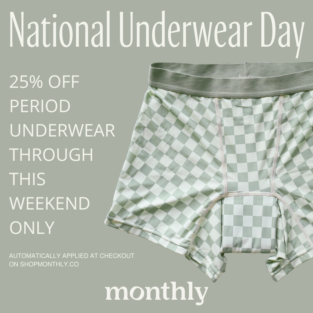 shop_monthly's tweet photo. National Underwear Day is Aug 5 and we've got you covered. Order this weekend to save 25% off. Discount applied at checkout. <3 #PeriodProud #PeriodUnderwear https://t.co/sYp3XrTMfL