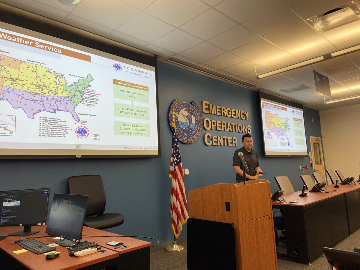 MartinCountyEMA's tweet image. This week, we hosted our first quarterly Emergency Management Partner Meeting at our #EOC. We heard from the @NWSMelbourne and our community partners and stakeholders. This quarter's theme: 🌀Hurricane Season. #MartinReady #Partnerships