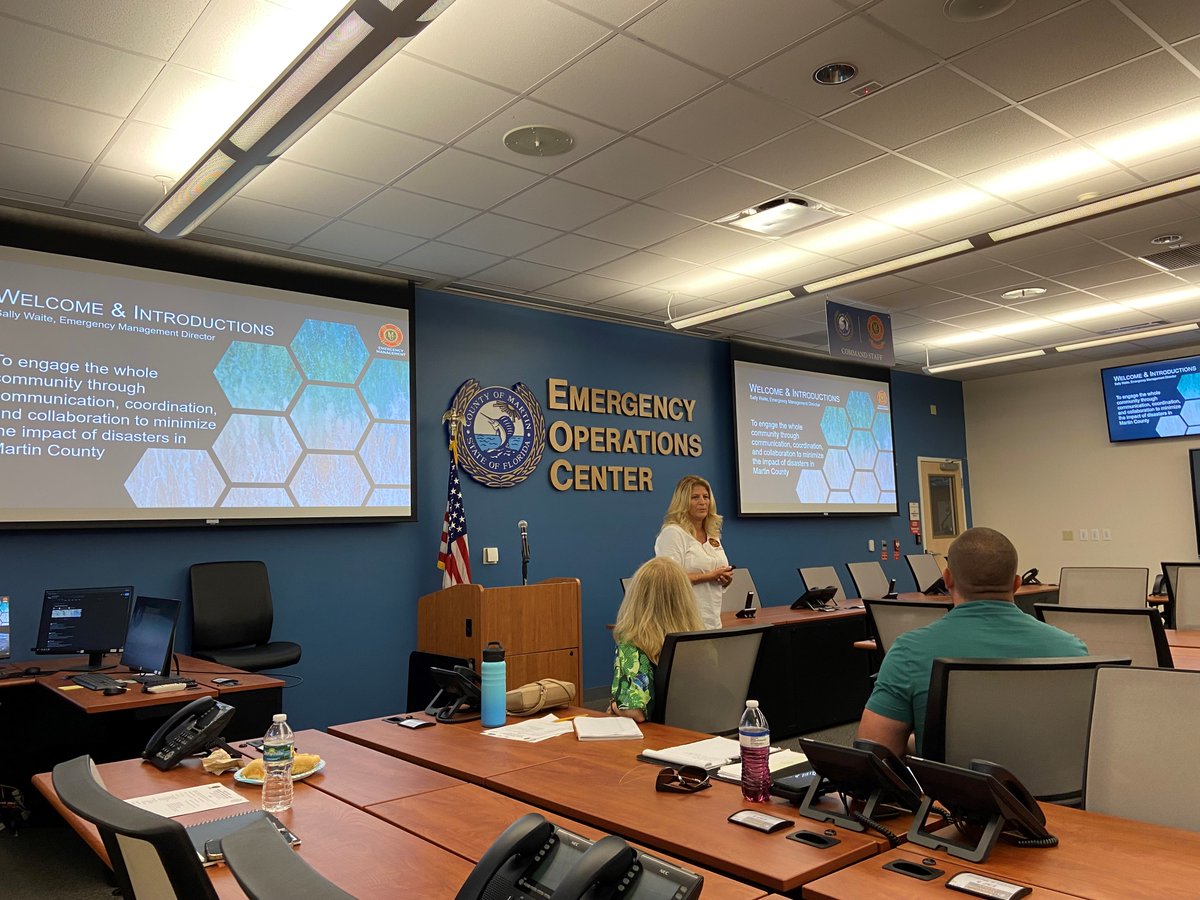 MartinCountyEMA's tweet image. This week, we hosted our first quarterly Emergency Management Partner Meeting at our #EOC. We heard from the @NWSMelbourne and our community partners and stakeholders. This quarter's theme: 🌀Hurricane Season. #MartinReady #Partnerships