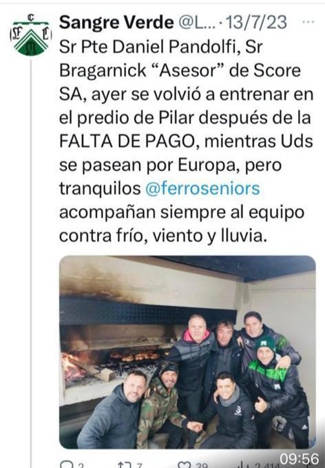 Desde <a href="/FerroSeniors/">FerroSenior</a> DESMENTIMOS las afirmaciones de  <a href="/LaSangreesVerde/">Sangre Verde</a> nosotros NO PARTICIPAMOS en ningún espacio político,  ni oficialista ni opositor. Luchamos desde nuestro espacio para profesionalizar el fútbol infantil, juvenil y profesional de <a href="/FerroOficial/">Ferro Carril Oeste</a> sigue...