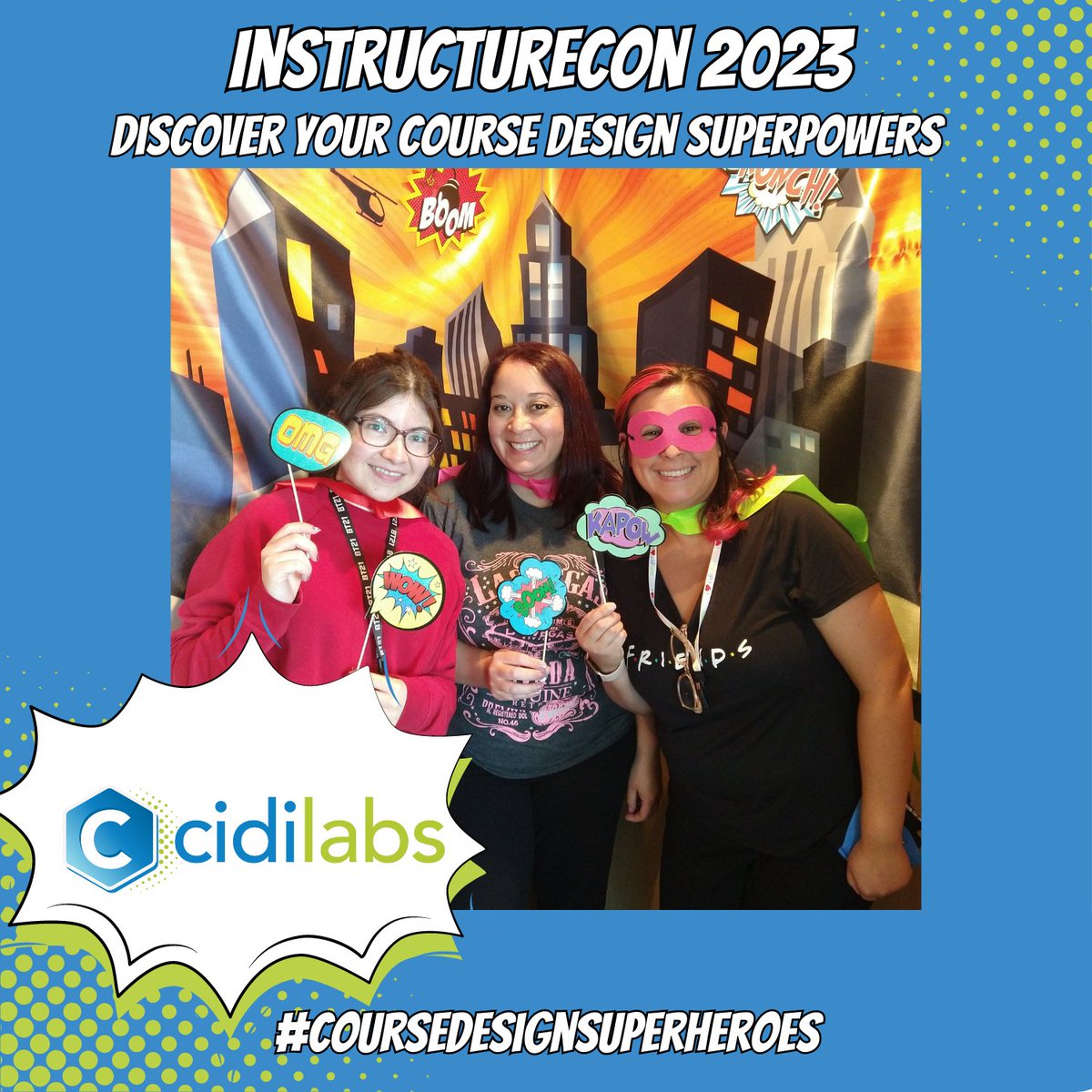 CidiLabs's tweet photo. "This looks like a job for a Superhero, a #coursedesignsuperhero!" More fun photos from our Superhero Secret Lair at #INSTCon23 #makingmemories #coursedesign #canvas https://t.co/GUG83uFNUW