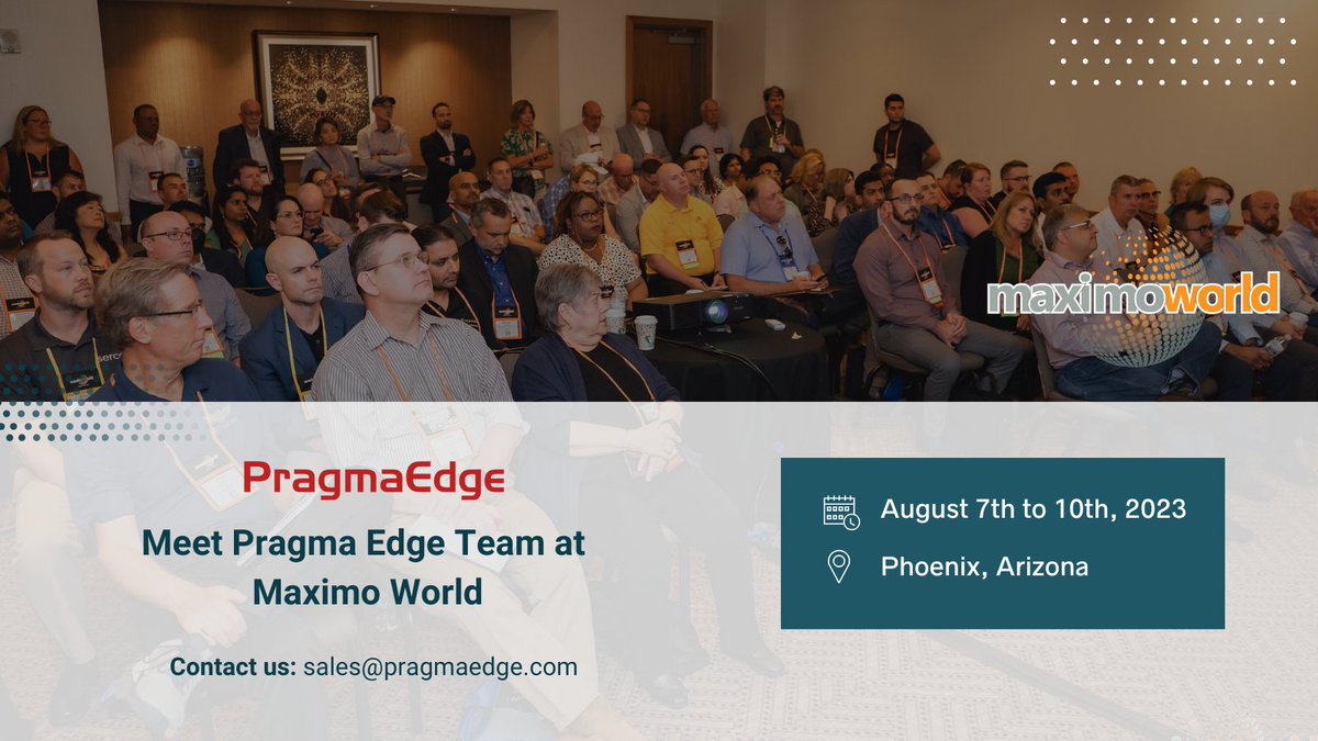 PragmaEdge's tweet image. Pragma Edge Inc is gearing up for an incredible presence at Maximo World 2023! 

If you&apos;re as thrilled as we are and want to connect with our dynamic team, drop us an email at sales@pragmaedge.com 

Let&apos;s make this tech rendezvous unforgettable!

#pragmaedge  #maximoworld2023