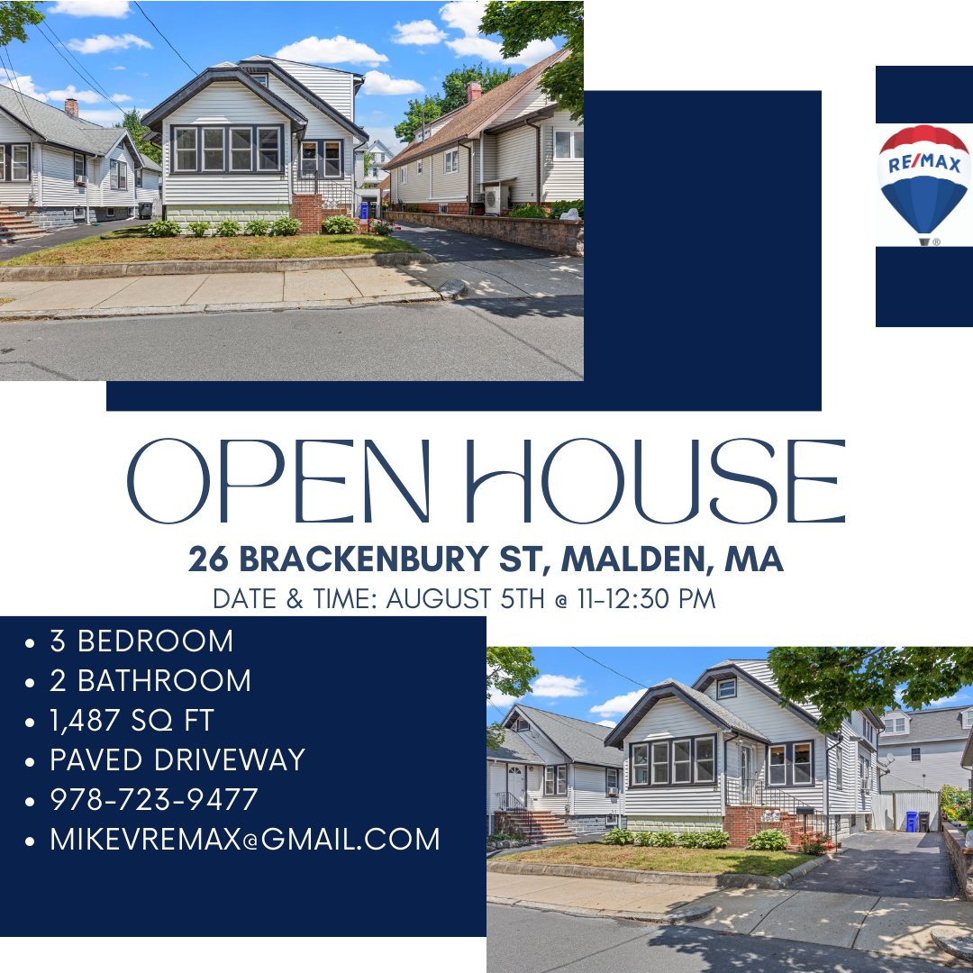 Discover your dream home at 26 Brackenbury St, Malden! Join us tomorrow 11-12:30 PM and step into the perfect blend of comfort and elegance!🏠 #Marlboro #HouseHunting #HomeSweetHome #Realtor #buyersagent #sellersagent #sellers #hudsonma #natickma #boston #maldenma #malden