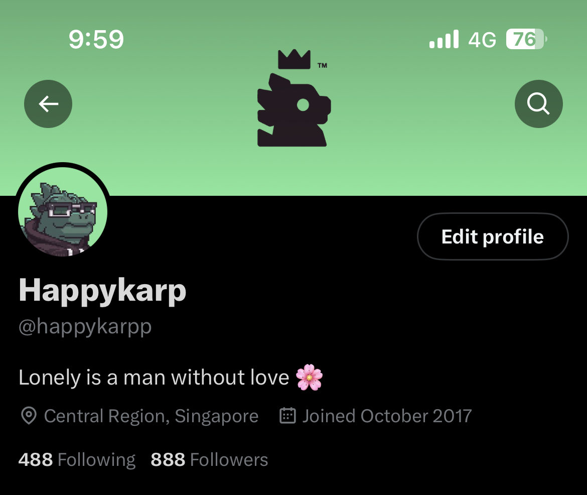 Probably the most no. of 8s i’ll ever see on my twitter profile 🎱

8 in chinese usually symbolizes good luck, so hoping this is a sign that things will take a turn for the better 👑
