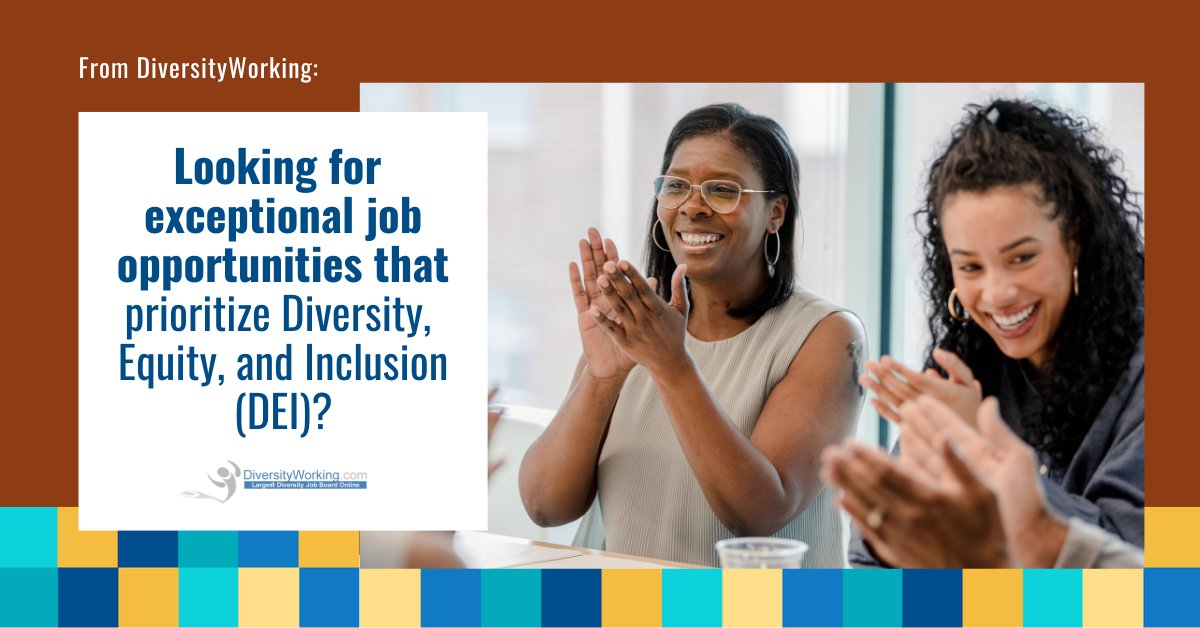 Whether you are just starting a career or are a seasoned professional, visit our website and leverage the power of our diverse community channels today! diversityworking.com

#DEIJobs #InclusiveOpportunities #DiversityWorking #JobSearch