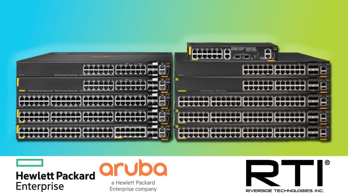 Aruba switches are modern, flexible, and intelligent, ideal for access, aggregation, and data center top-of-rack deployments. Contact RTI to learn more about Aruba solutions. ow.ly/Wnf450PcZqe