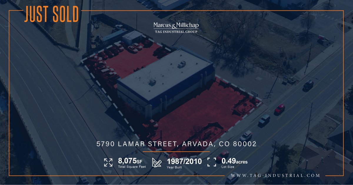tag_industrial's tweet photo. We are thrilled to announce our most recent sale in Arvada, CO. The 8,075-square-foot property received an offer within two weeks of initial listing and was sold at 99% of original asking price. Check out more properties: https://t.co/C5xUZwyYXI #justsold #cre #ColoradoRE https://t.co/oC96ifMpPK