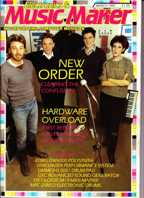 JD_Central's tweet photo. A happy looking New Order on the cover of Electronics &amp; Music Maker, March  1985. https://t.co/9puRT2q2Zi