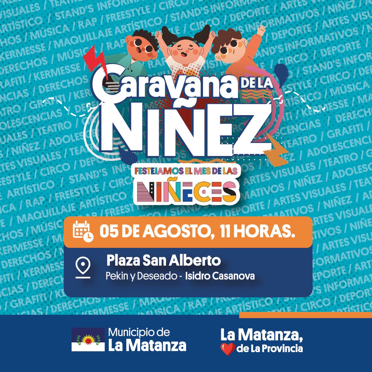 SanAlberto_SUB's tweet photo. MES DE LAS NIÑECES 👨‍👩‍👦‍👦

Este sábado continuamos festejando el “Mes de las niñeces”.

Vení pasar un lindo momento en Familia! 

Nos vemos en: 
📍Plaza San Alberto, Espinosa e/ Deseado y  Peribebuy 

¡LOS ESPERAMOS!🎉😎

@FerEspinozaOK
@secdejuventudes
@francoToralesOk https://t.co/dcuaDSkrZi