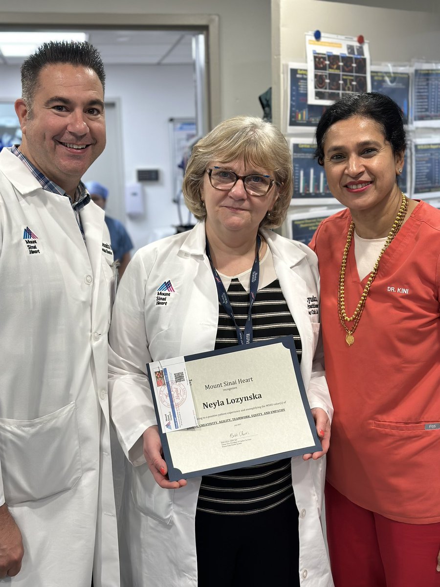 DoctorKini's tweet photo. Mount Sinai Heart honors Nelya Lozynska for her commitment to our patients by providing a positive patient experience and exemplifying the MSHS values of safety, creativity, agility, teamwork, equity and empathy. Congratulations Nelya! https://t.co/ZWXGilMNGY
