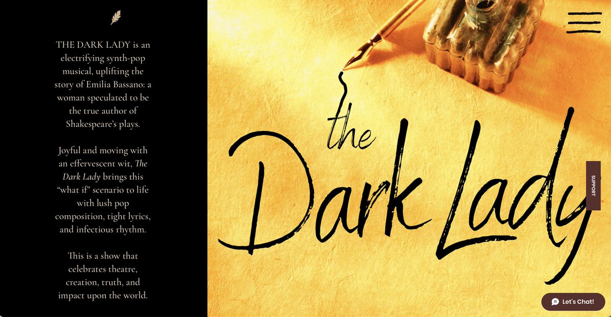 Any day that we get to write ‘The Dark Lady’, I wake up with excited butterflies.

I love these characters, and this show, and where it’s at and where it’s going. 💛

darkladymusical.com

#musicals