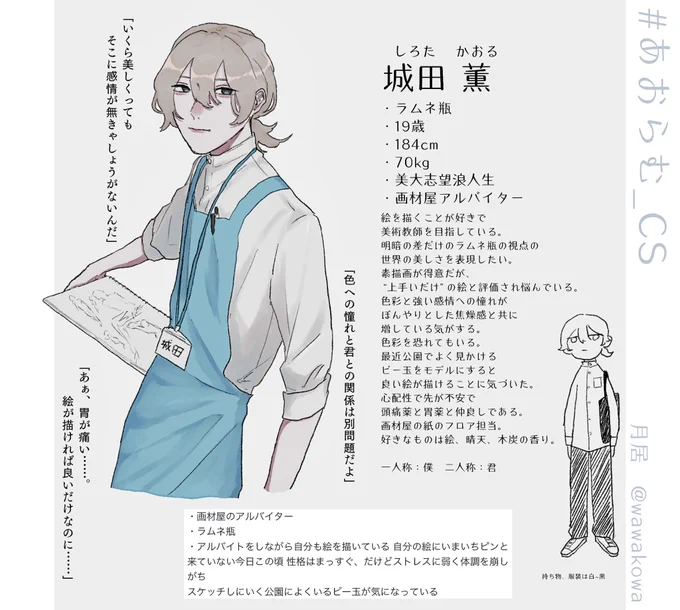#あおらむ_CS 美大志望浪人生画材屋バイトのラムネ瓶です‼️ よろしくお願いします‼️