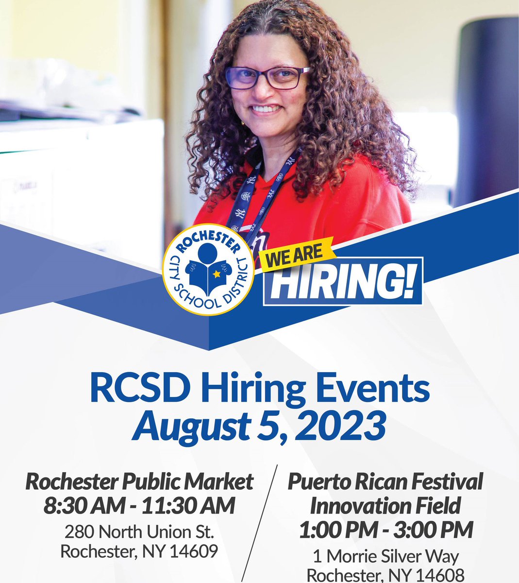 Spread the word <a href="/RCSDNYS/">Rochester City School District</a> &amp; help us with recruitment. We will be at the Public Market 🌽 &amp; Puerto Rican Festival 🇵🇷 tomorrow—Saturday. #RCSDRecruits