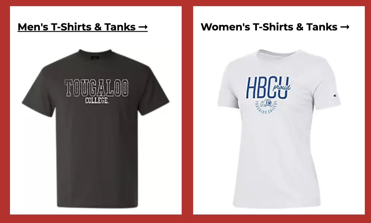 Show your Tougaloo pride all year long with our authentic assortment of collegiate apparel!

Store today or conveniently shop our website at bit.ly/2TV0t8Z

#EagleQueen #TougalooProud #ChooseTougaloo