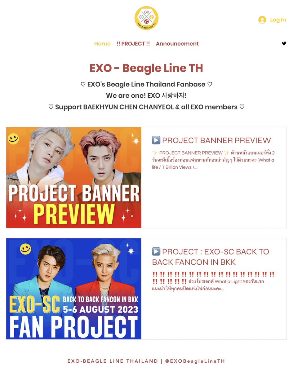 EXOBeagleLineTH's tweet photo. 💝 อัพเดทเว็บเรียบร้อยค่ะ แนะนำให้ bookmark หน้าเว็บไว้ในเว็บเบราเซอร์เผื่อทวิตเข้าไม่ได้นะคะ

🔗 https://t.co/r8grKHHvft

#EXOSCFanconProject_BKK
#EXOSC_BackToBackinBKK https://t.co/qbYgI1Zrws
