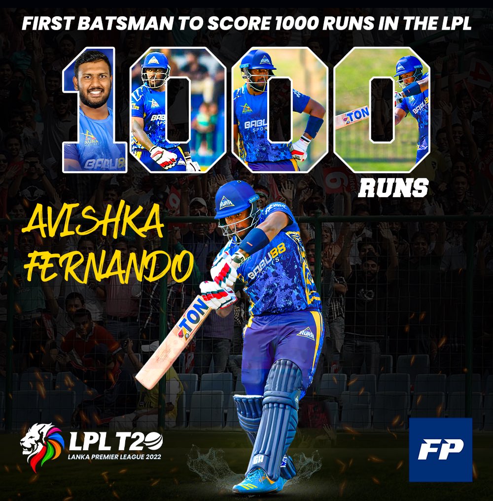 asanka_ash's tweet photo. @Avishka28 became the first ever batter to score 1000 runs in the LPL !

Congratulations on a magnificent achievement Ava !

#avishkafernando #fieldpowersports #t20 #T20Cricket #lankapremierleague https://t.co/2BL5Bpqsge