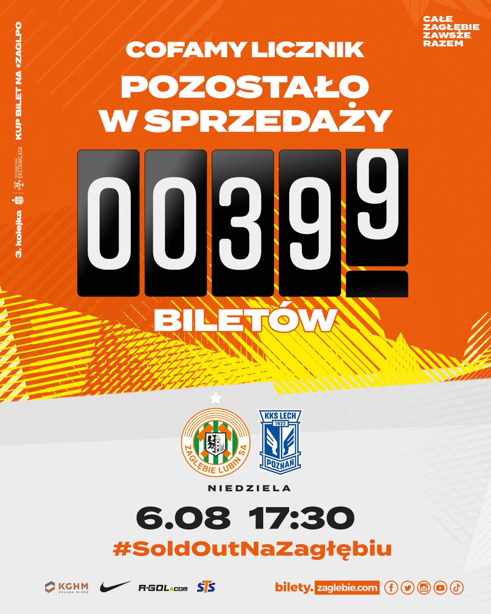 ZaglebieLubin's tweet photo. Coraz bliżej! 🥹

Sektor G: 93 bilety
Sektor H1: 301 biletów 

#SoldOutNaZagłębiu
_______
🎟️ https://t.co/FneHVWb1iW https://t.co/5rJDEClovk
