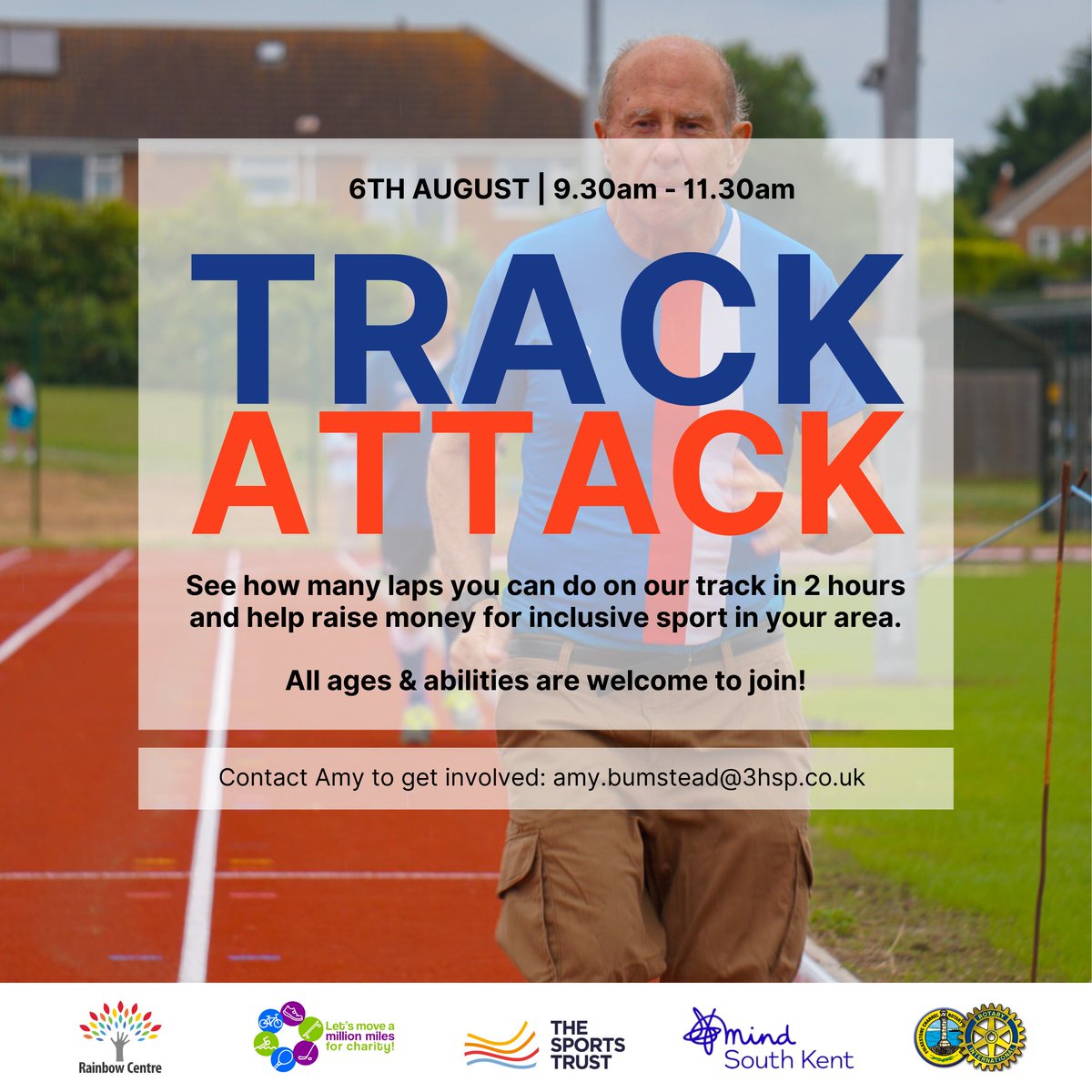 RainbowCentre01's tweet image. Track Attack is at 3 Hills Sports Park this Sunday. 1 Get sponsored - 2 just turn up - 3 smash it! 
Benefitting @RainbowCentre01 @teamsportstrust @SouthKentMind #channelrotary #millionmiles23