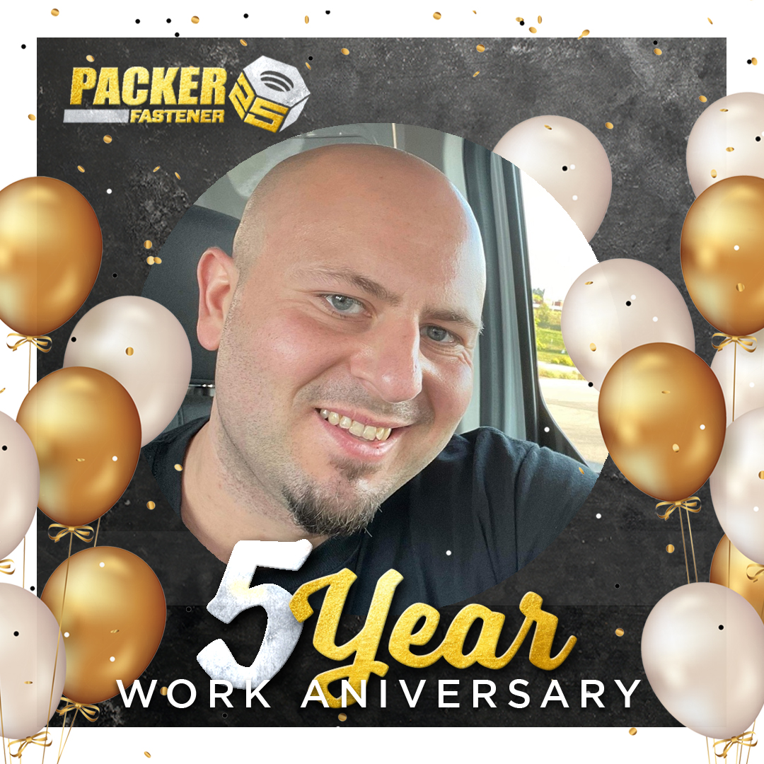 Congrats, Garrett Schultz, on your 5-year anniversary! From delivery driver to Asst. Branch Manager, your journey at Packer Fastener has been inspiring! #EmployeeAnniversary #PackerFastener #Fastener #TeamMemberSpotlight #WorkFamily #JoinOurTeam #CareerGrowth