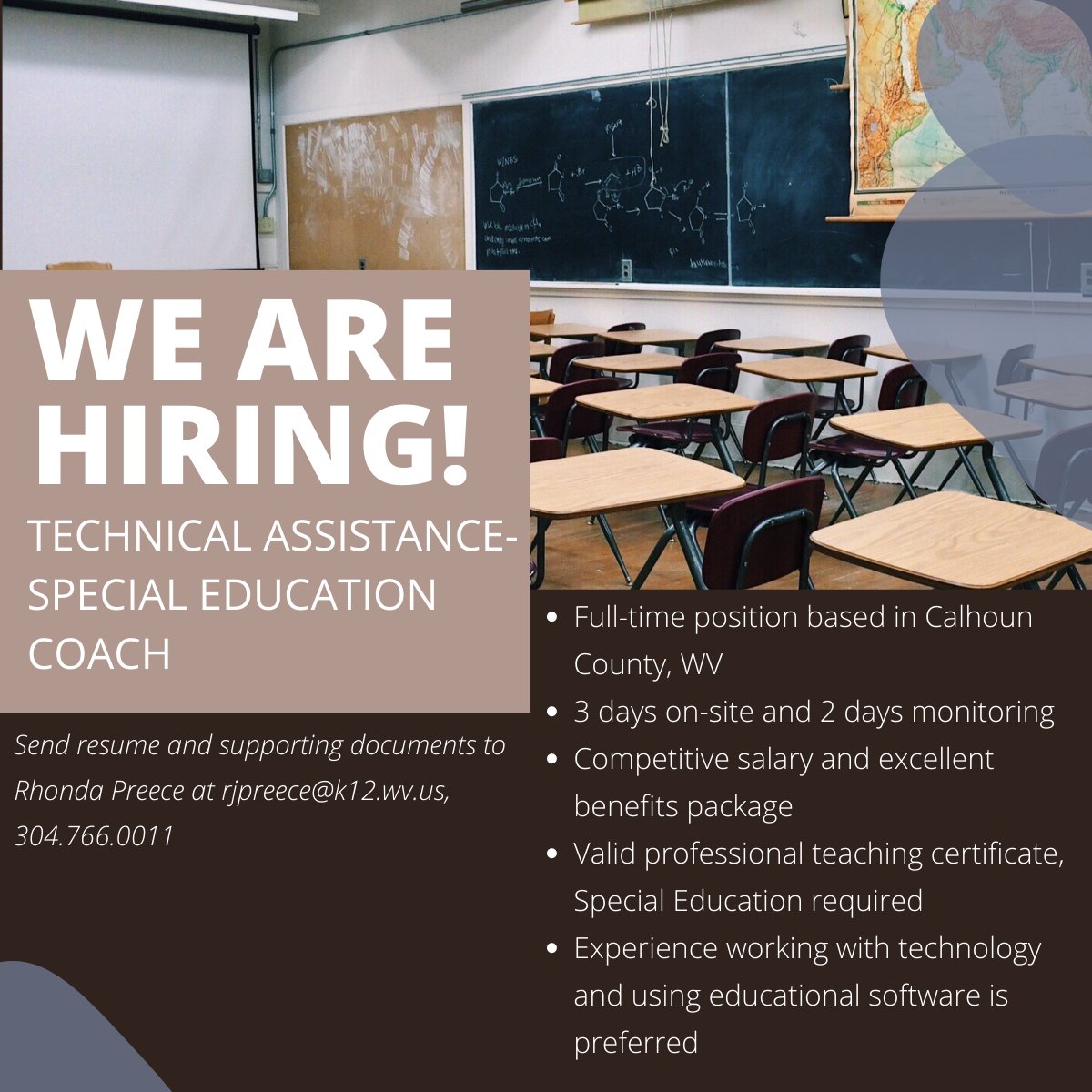 Great new opening in the Calhoun County, Area for a Technical Assistance-Special Education Coach! Full-time position with competitive salary and benefits. Check out the following link for more information: mountainstateesc.com/technical-assi… Apply Now! #specialeducation #wvjobs