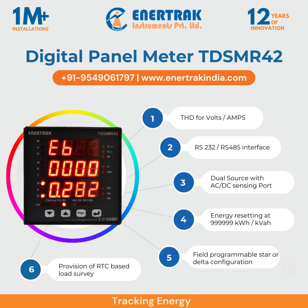 enertrakindia's tweet photo. Revolutionizing precision with Multifunction Meter powered by a 32-bit, 100-pin microprocessor and equipped with 24-bit, six-channel sigma-delta ADCs by Enertrak. 

#MultifunctionMeter #Enertrak #EnertrakIndia #EnertrakInstruments #DualSourceMeter #DualSourceEnergyMeter https://t.co/afbzyYzpfn