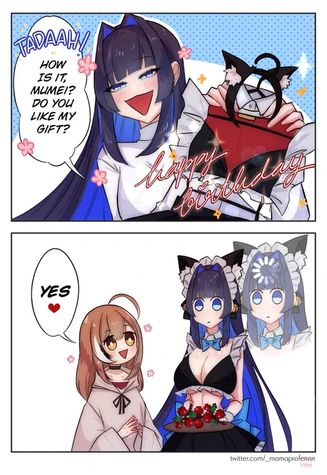 Kronii got something for Mumei ⏳🎁🪶  #kronillust #drawMEI #itsMEIBday