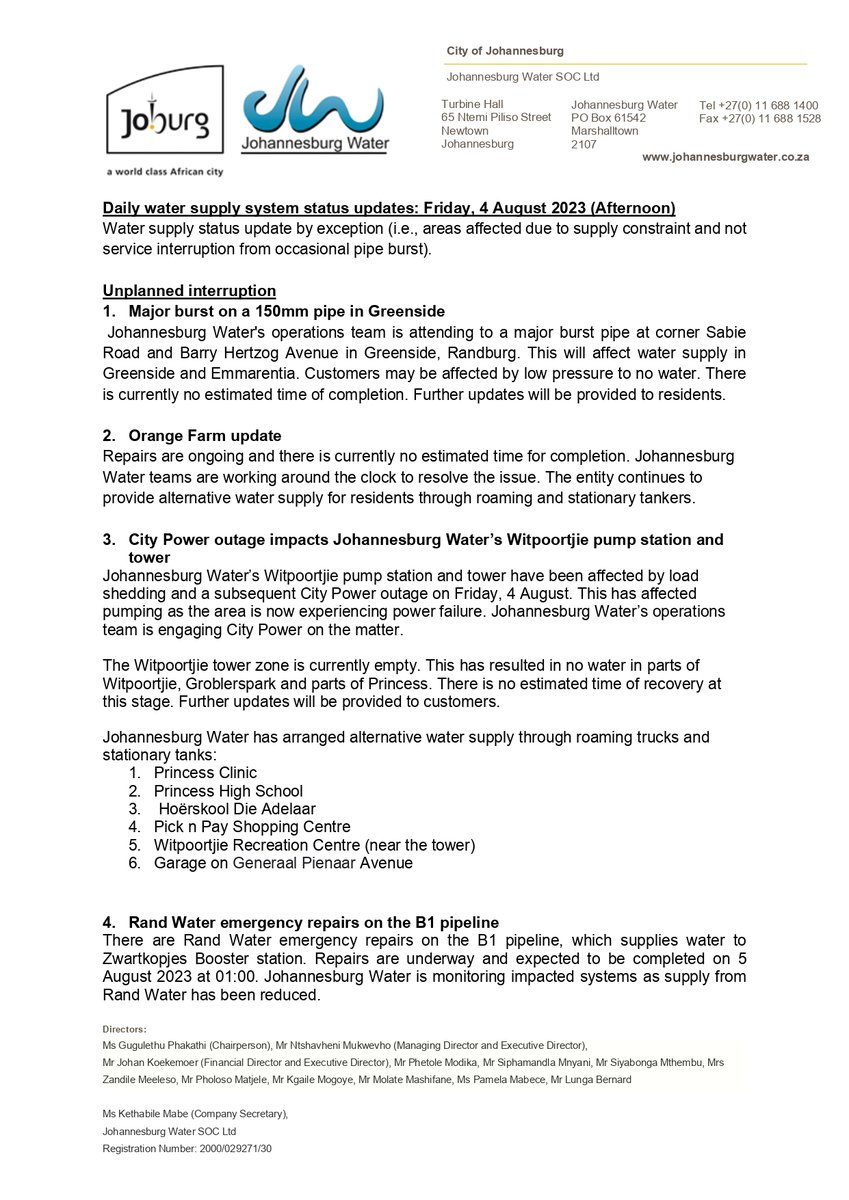 Johannesburg Water tweet media