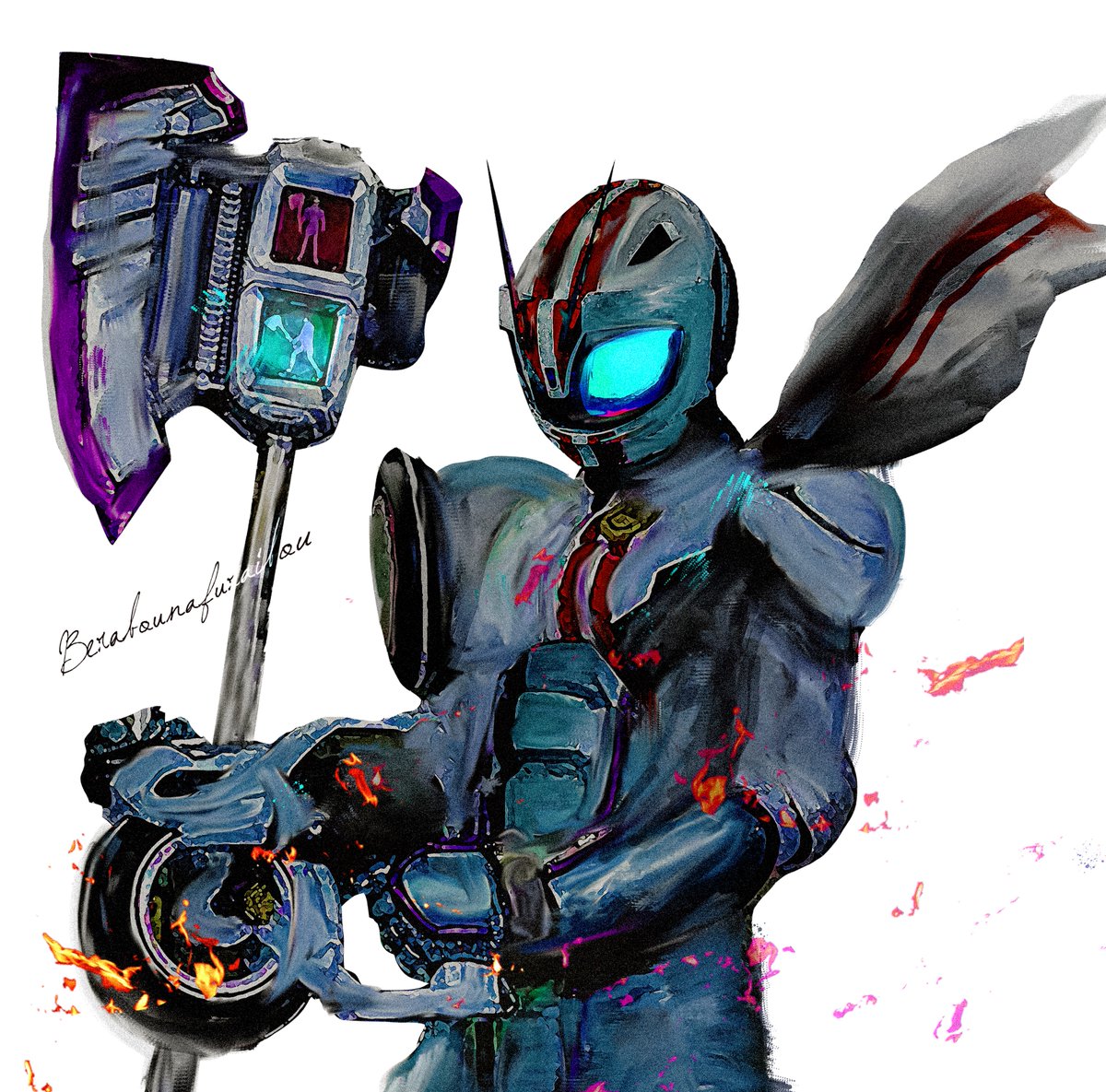 「世界中がSURPRISE! イッテイーヨ!!!  #仮面ライダーマッハ #稲葉友」|べらぼうな風来坊【特撮絵師】のイラスト