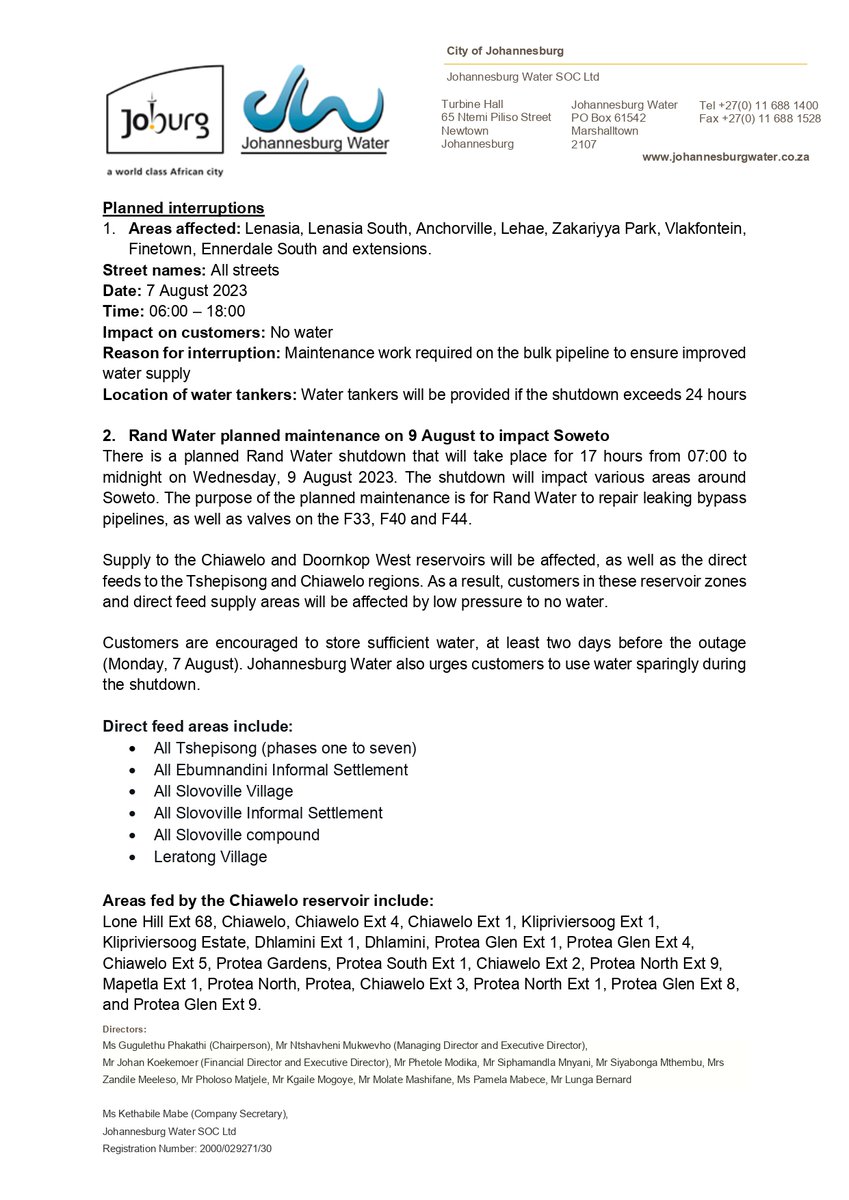 Johannesburg Water tweet media