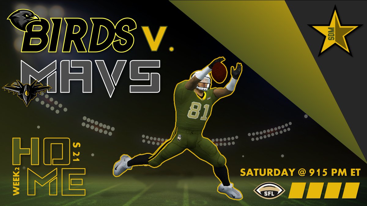 In our Week 2 matchup of Season 21, we look to rebound against the <a href="/SparrowsSFL/">Sioux Falls Sparrows</a> at home. Kickoff is set for 9:15 PM ET this Saturday! <a href="/simulationfl/">Simulation Football League</a> #BOMBSAWAY #KICKTHETIRESLIGHTTHEFIRES #TURNANDBURN #S21 #MAVERICKS