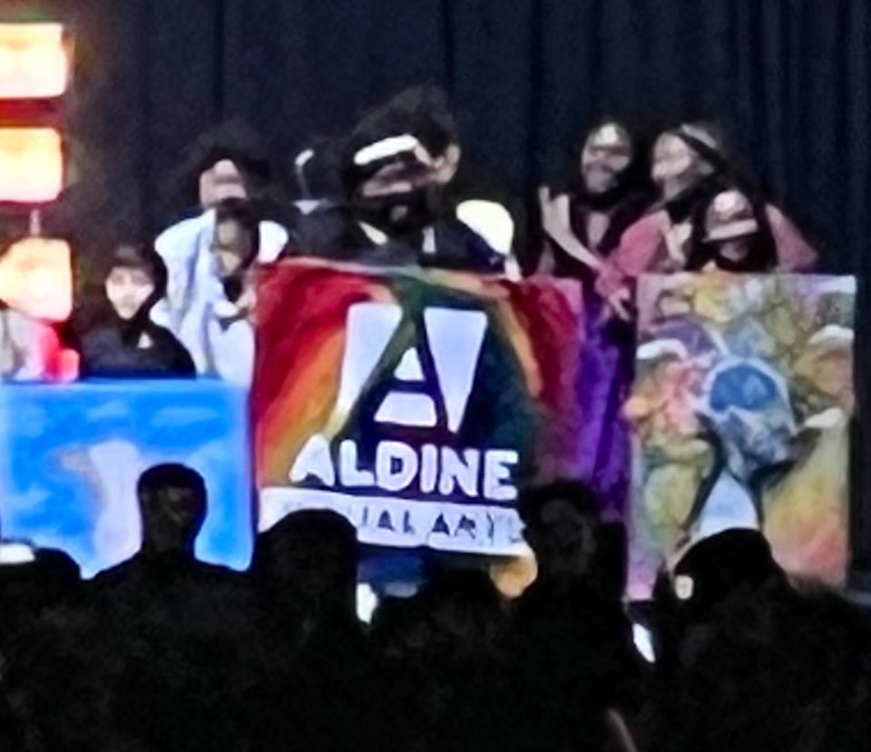 Visual Arts representing 🎉 <a href="/AldineISD/">Aldine ISD</a> #AldineConvocation23 4 artists representing the visual arts department! Jade from Carver HS, Jocelyn from Avalos P-Tech, Aldolfo from Cypresswood Elementary, &amp; representing visual arts alumn, Ms. Yvonne Lopez-Taylor. <a href="/mslowpaz/">mrs. lopez taylor</a> <a href="/AldineArt/">Aldine ISD Visual Arts</a>