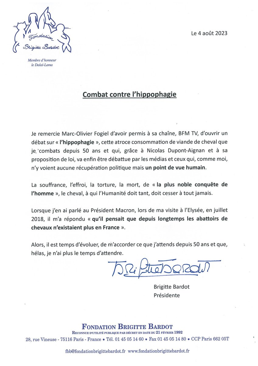 COMBAT CONTRE L'HIPPOPHAGIE : La souffrance, l’effroi, la torture, la mort, de « la plus noble conquête de l’homme », le cheval, à qui l’Humanité doit tant, doit cesser à tout jamais. Merci @FogielMarcO d'avoir permis à sa chaîne, BFM TV, d'ouvrir un débat.