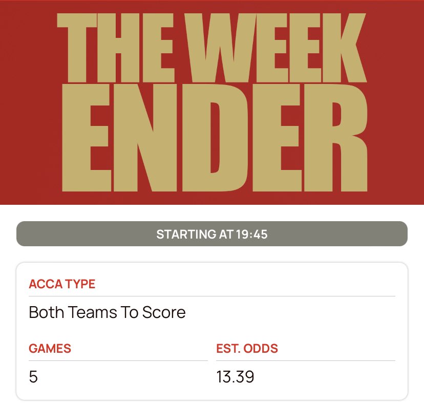 JackStatTips's tweet photo. And 90 minutes until the big one…
#TheWeekender #GambingTwitter #bettingexpert #bettingtips #bettingtipster #YesJack
⭐️ 3 DAY FREE TRIAL ON APP ⭐️
NEW USERS CAN GET THE WHOLE WEEKEND FOR FREE! 🤩
iOS App Download 👉 https://t.co/56KstusfiJ
💥 THE WEEKEND IS HERE 💥 https://t.co/1blxzs7VDr