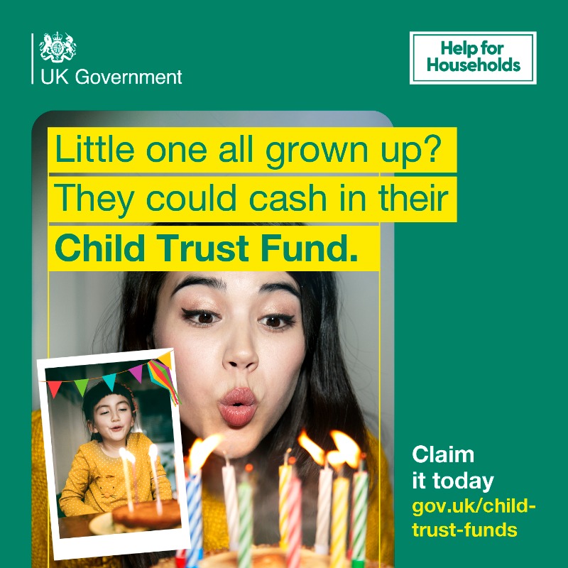 HMRCgovuk's tweet photo. Is your #teenager turning 18 this month? They might have a Child Trust Fund with money that is now theirs to claim - worth around £2,000 on average (T&amp;Cs apply).

Child Trust Funds were set up for most children born between 1 Sep 2002 and 2 Jan 2011. Find out more 👇