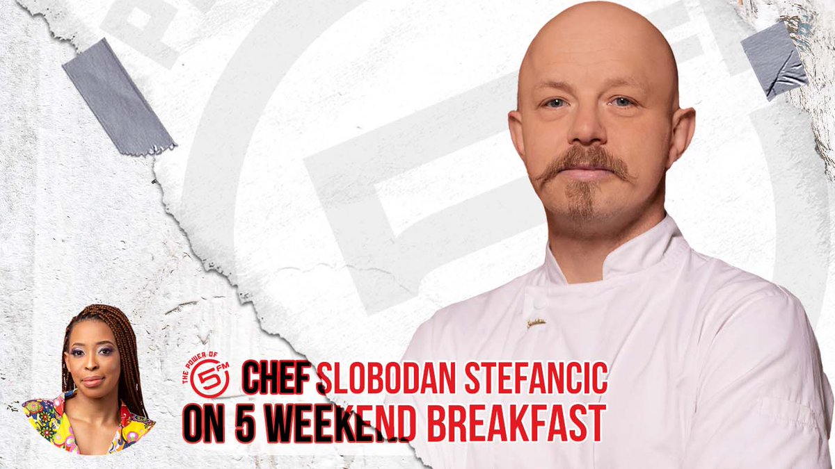 5FM's tweet photo. After cooking for Mike Tyson, Steven Tyler, Aerosmith, various SA🇿🇦 celebrities & politicians, executive chef, Slobodan Stefancic invited #5WeekendBreakfast team to teach them some skills in the culinary space!
How did they do? Tune in tomorrow at 7am 📻 #TheBreakfastRun https://t.co/b7fnqjzHRb