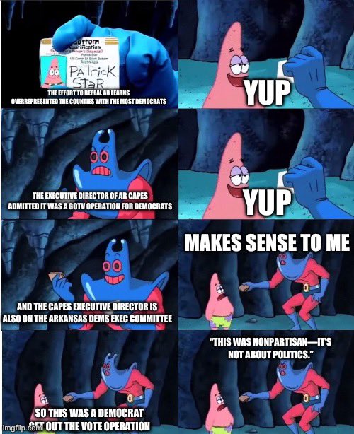 HaydenDublois's tweet photo. Arguing with the Dems trying to repeal AR LEARNS is like:
#arleg #arpx #arpol https://t.co/W9ZJNFkLLQ